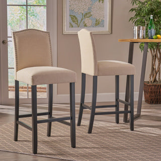 GDF Studio Auburn Ivory Fabric Backed Bar Stools, Set of 2