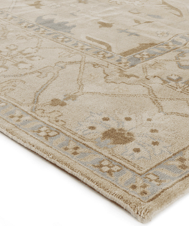 Oushak Handknotted New Zealand Wool Beige/Blue/Brown Area Rug, 8'x10'