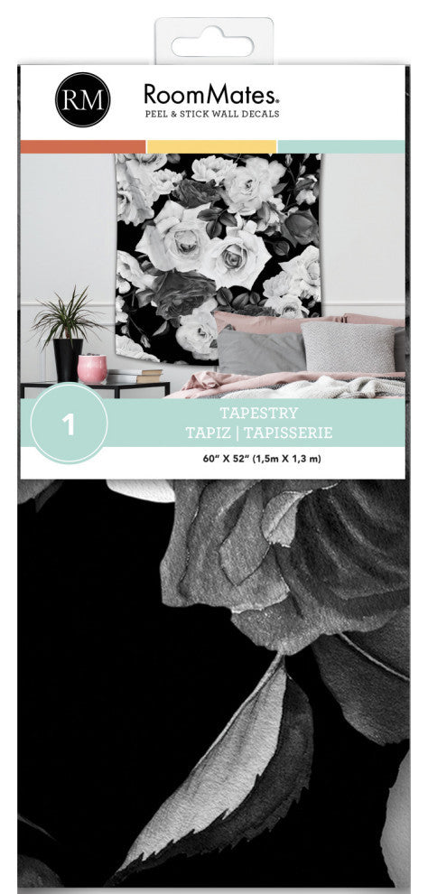 Black and White Floral Tapestry