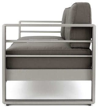 GDF Studio Crested Bay Outdoor Aluminum Loveseat Sofa with Tray