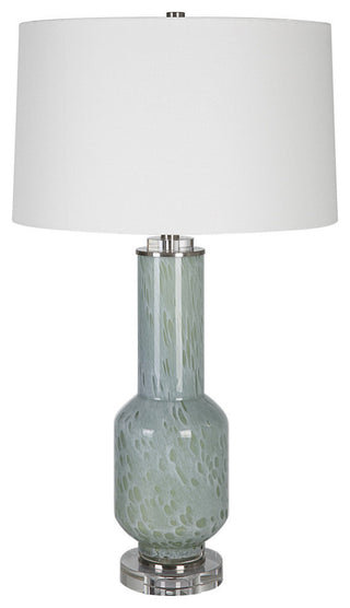 Contemporary Aqua Blue Gray Bubble Glass Table Lamp 30 in Clear Crystal Modern