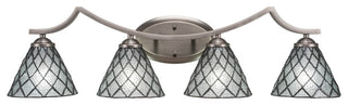 Zilo 4 Light Bath Bar, Graphite Finish, 7" Diamond Ice Tiffany Glass