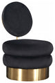26" Black Velvet And Gold Contemporary Barrel Chair