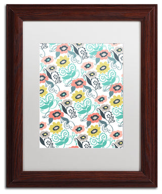 Elizabeth Caldwell 'Suzani Floral' Art, Wood Frame, White Mat, 11x14