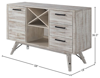 Modern Rustic 3-Drawer Server, Weathered White