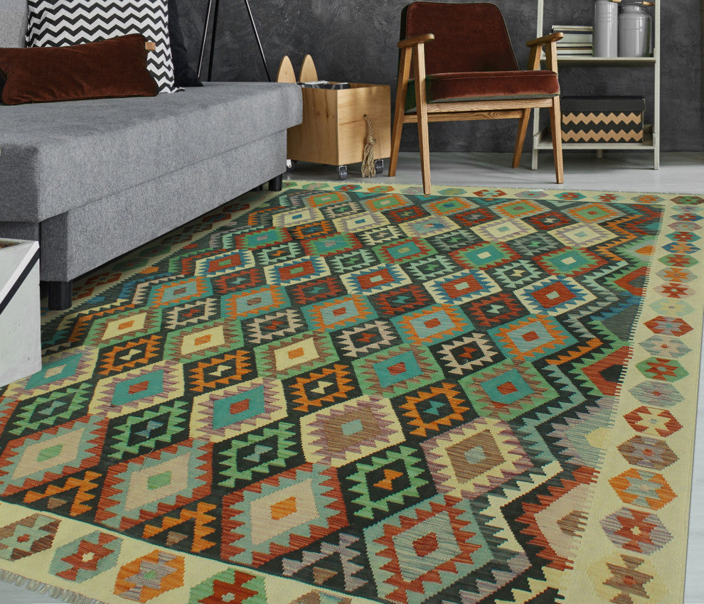 Sangat Kilim Noah Ivory/Charcoal Rug, 8'4x11'2