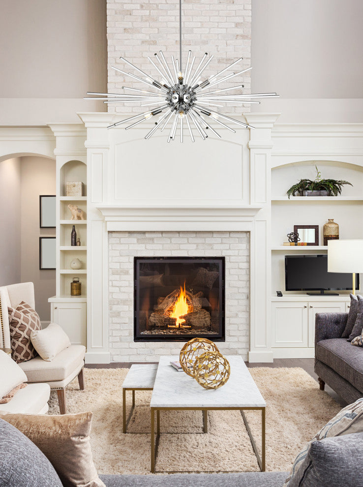 Samuel 46" Crystal Rod Pendant, Chrome