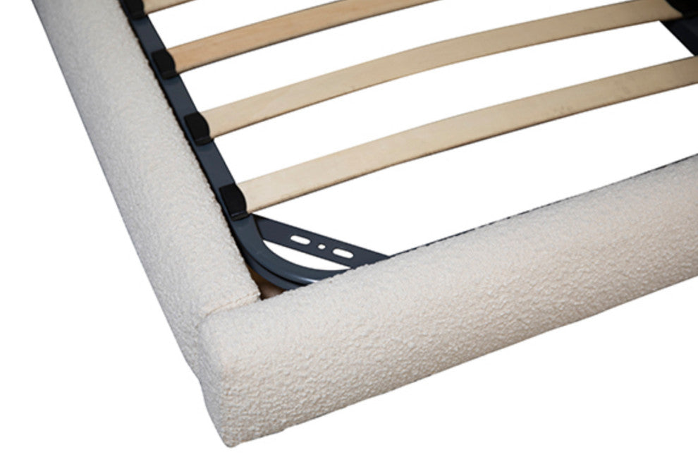 White Mod Boucle King Bed Frame