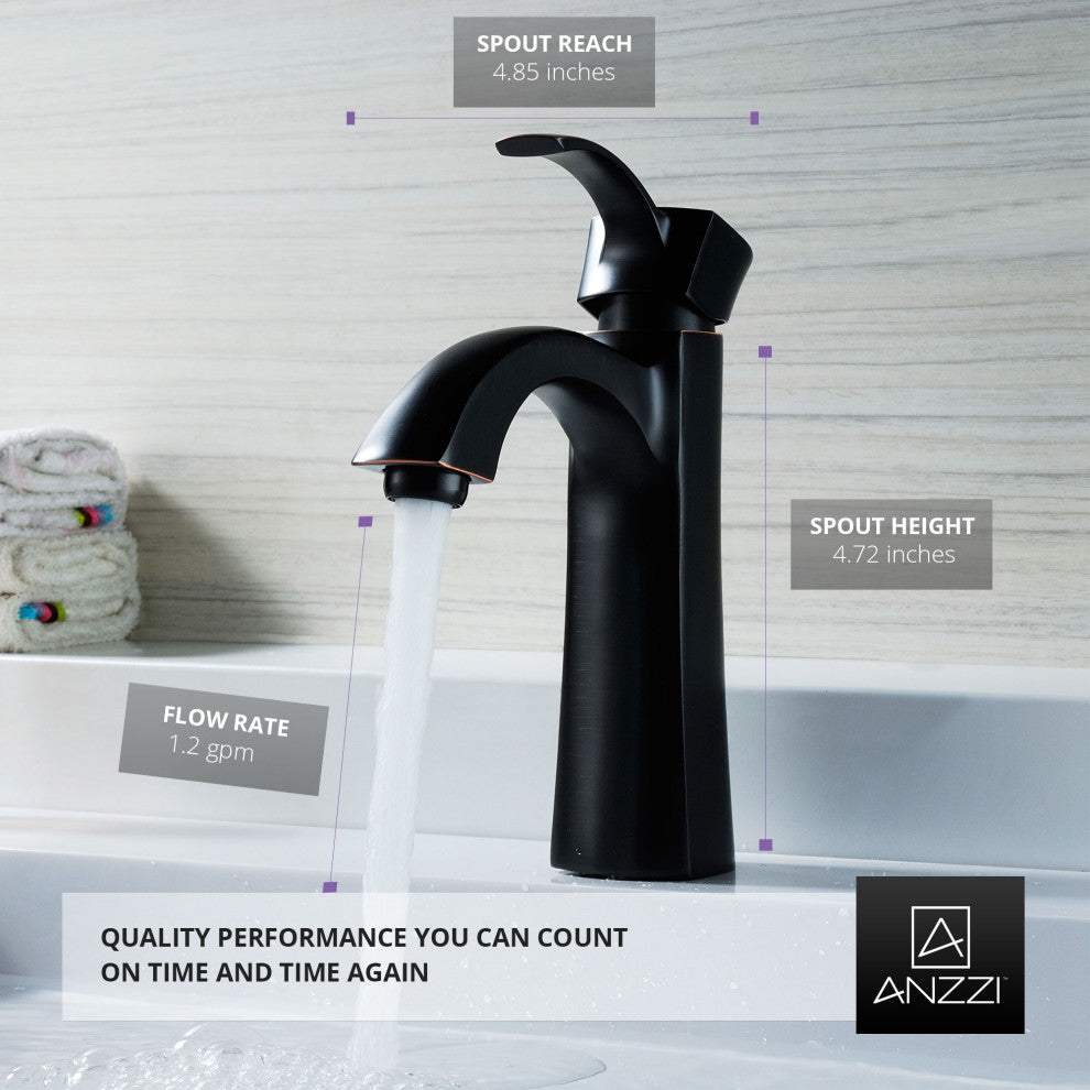 Rhythm Single Hole Single Handle Mid-Arc Bathroom Faucet, Oil Rubbed Bronze