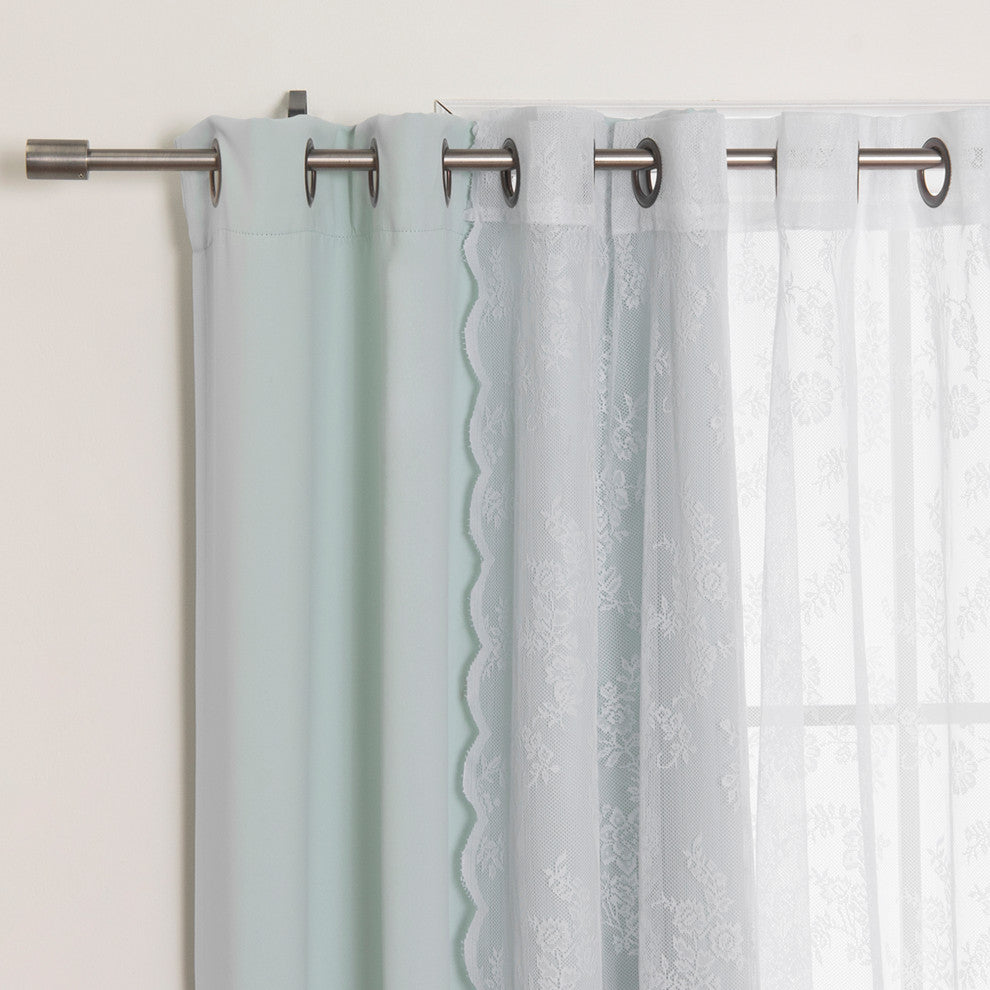 Rose Sheers and Blackout Curtains, Mint, 52"x96"