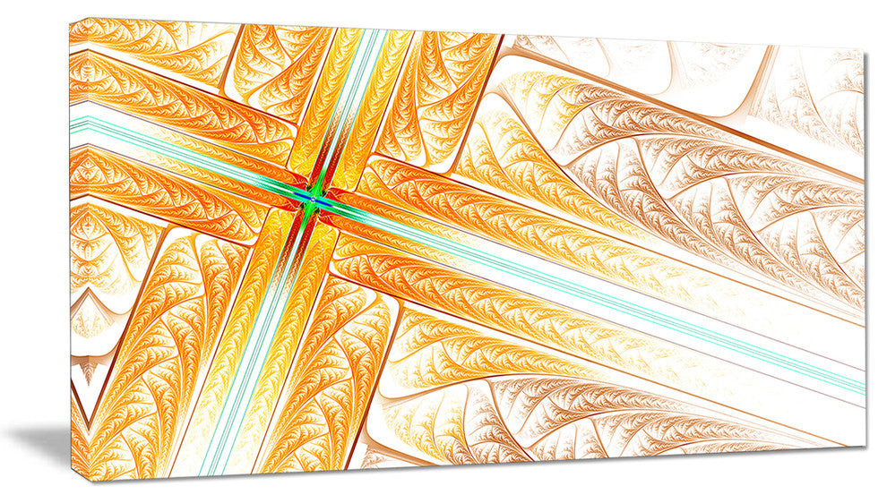 Brown Fractal Cross Design, Abstract Art on Canvas, 32x16