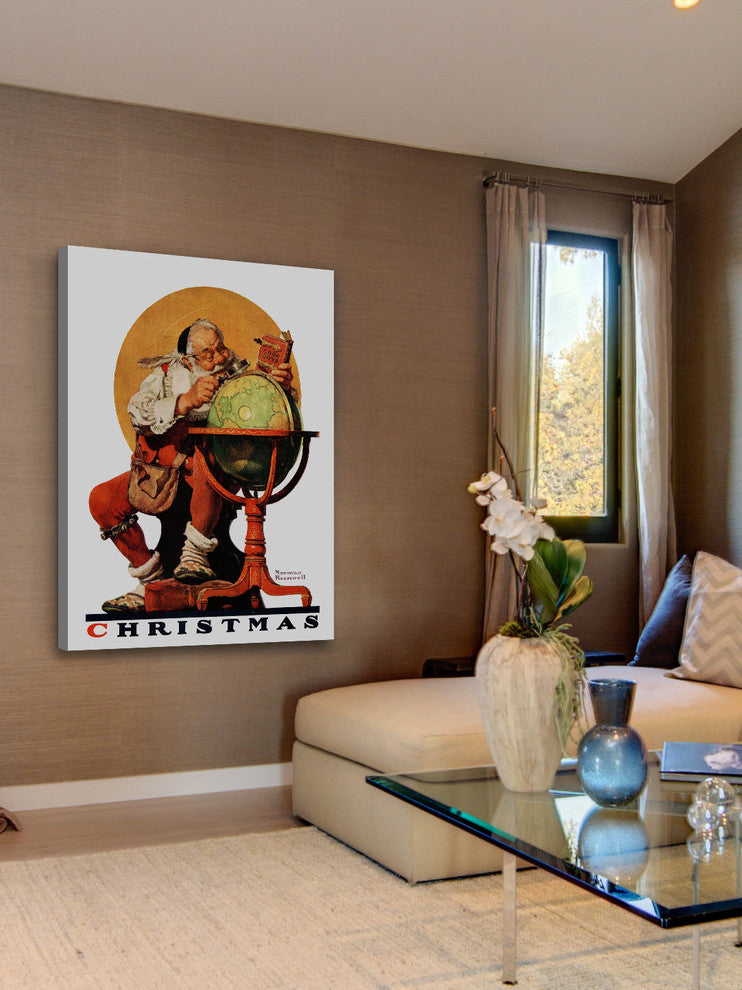"Santa at the Globe Saturday" Canvas Print by Norman Rockwell