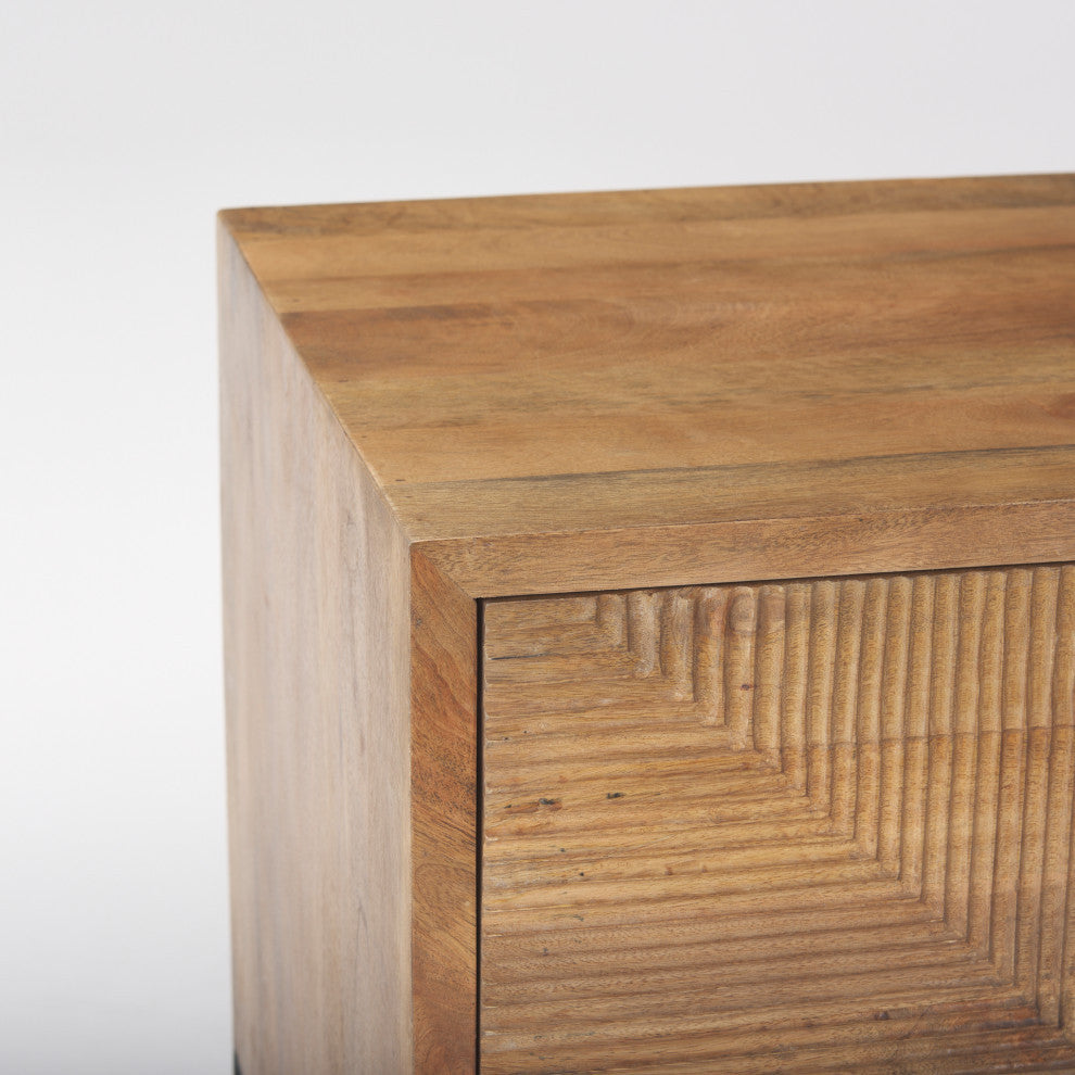 Cairo Light Brown Solid Wood 2 Drawer Accent table