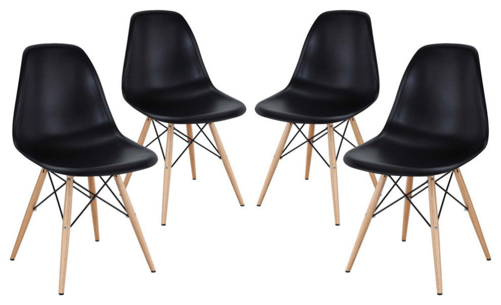 Modern Black Pyramid Dining Side Chairs Set of 4