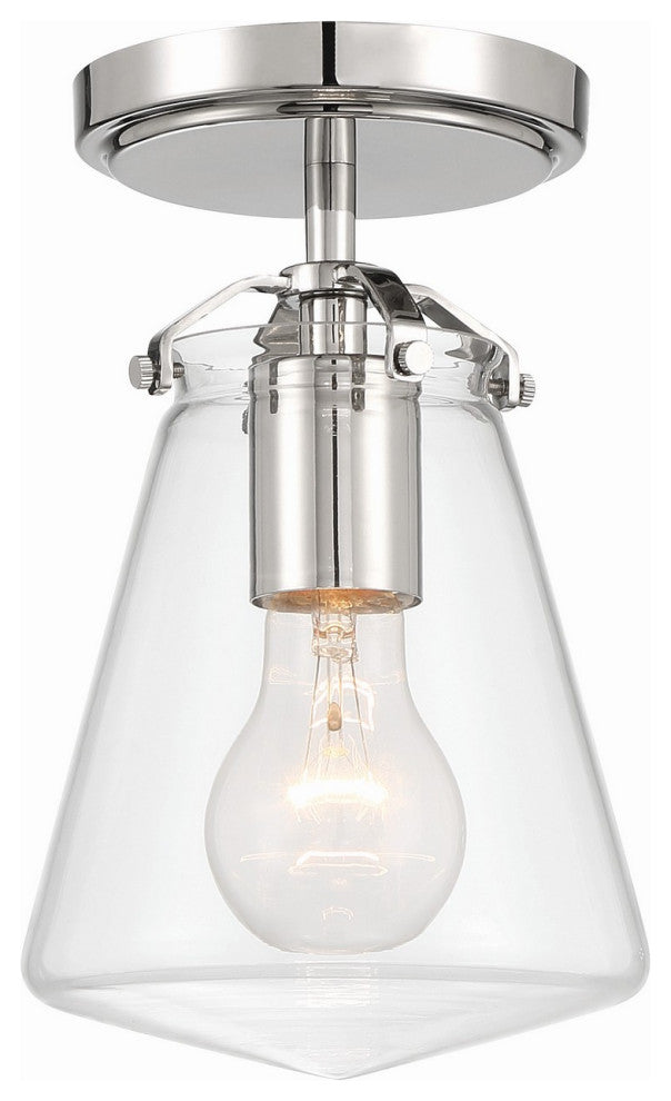 Voss 1-Light Semi Flush Mount, Polished Nickel
