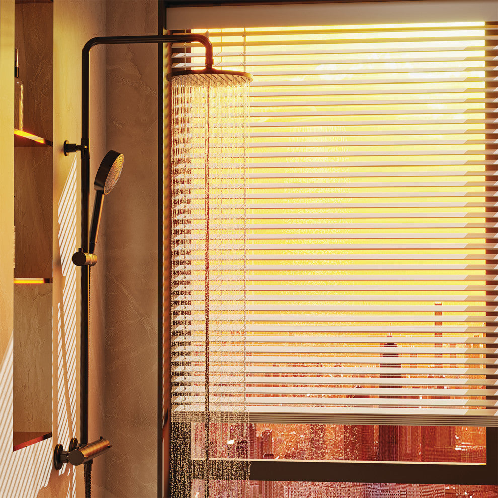 Eviva Bianca Black Powder Coated Thermostatic Round Shower Column