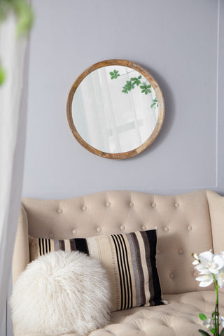 Transitional Decor Style Mango Wood Wall Mirror, Natural