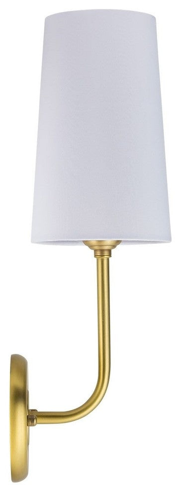Forma Wall Sconce with Fabric Shade, Brushed Brass