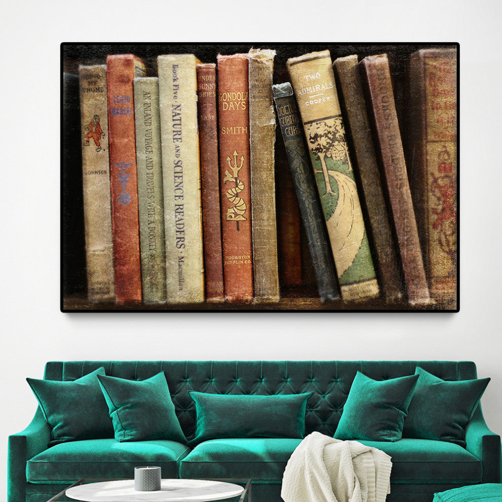 "Vintage Book Collection III" Oversized Framed Canvas, 40" x 60"