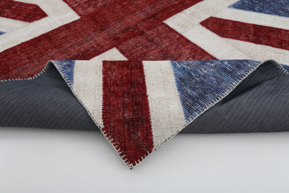Rug N Carpet - Handmade Oriental 5' 8'' x 7' 10'' Flag Patchwork Rug