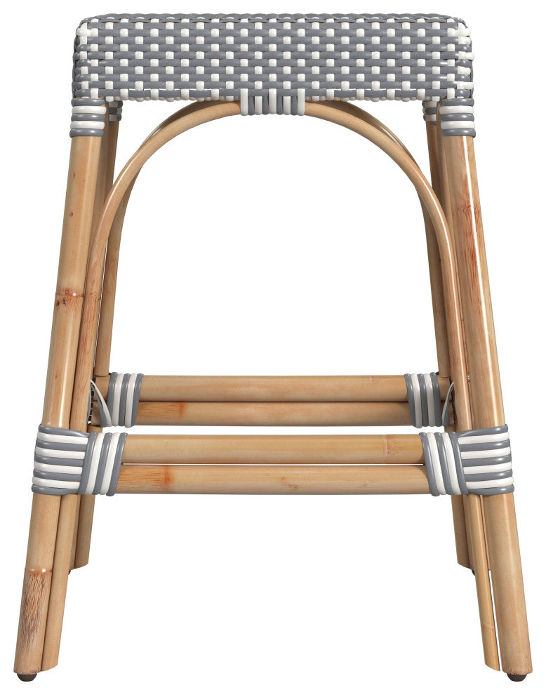 Robias Rectangular Rattan 24.5" Counter Stool, Grey