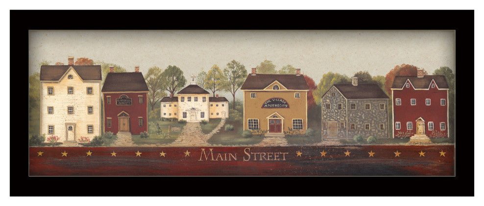 "Main Street" By Pam Britton, Printed Wall Art, Ready To Hang, Black Frame