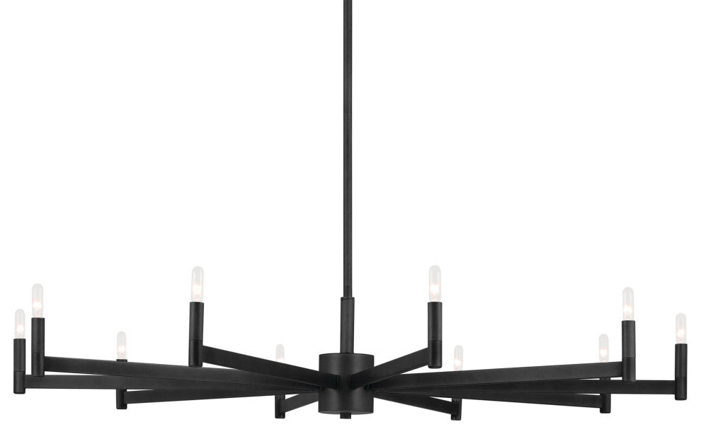 Erzo 48" 10 Light Chandelier, Black