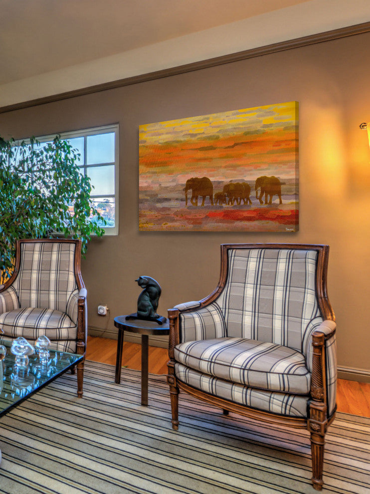 "Herd Walking" Print on Canvas, 45"x30"