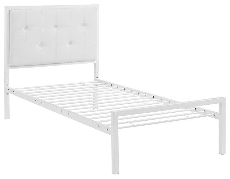 Lottie Twin Vinyl Bed, White White