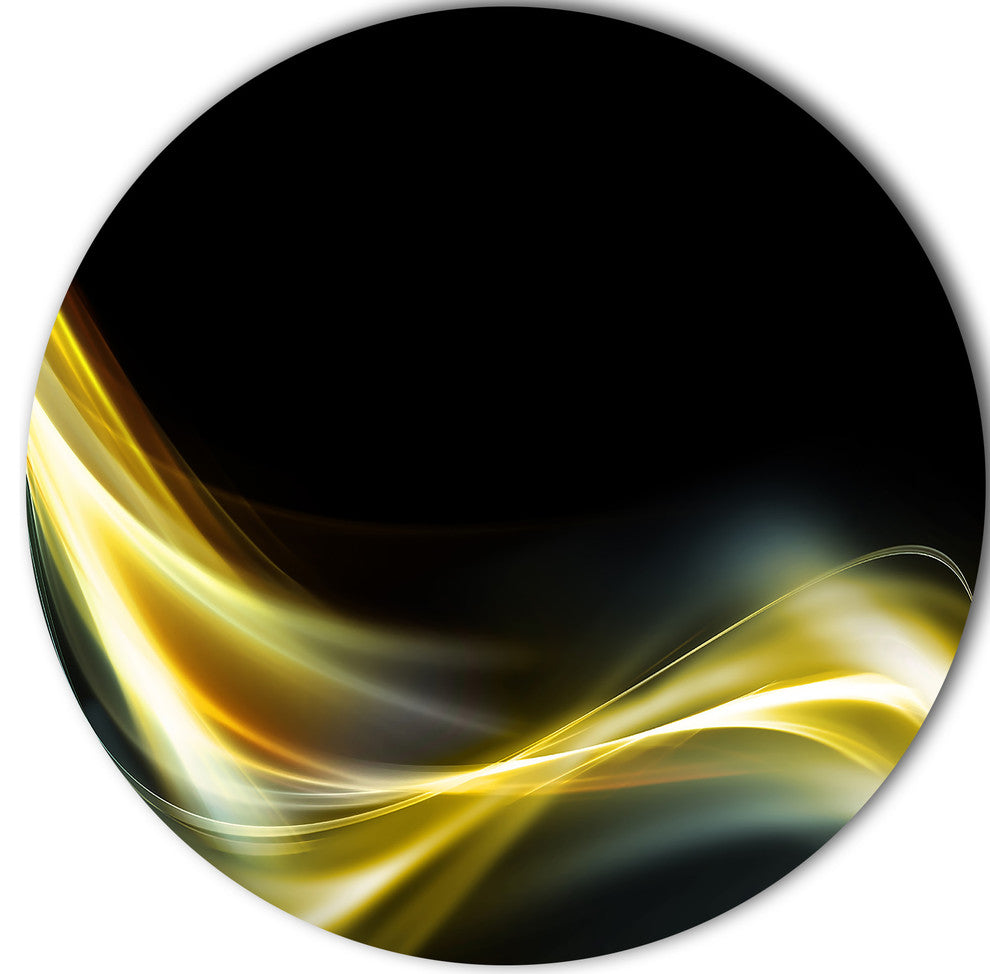 Gold In Black Upward Lines, Abstract Digital Art Disc Metal Art, 11"