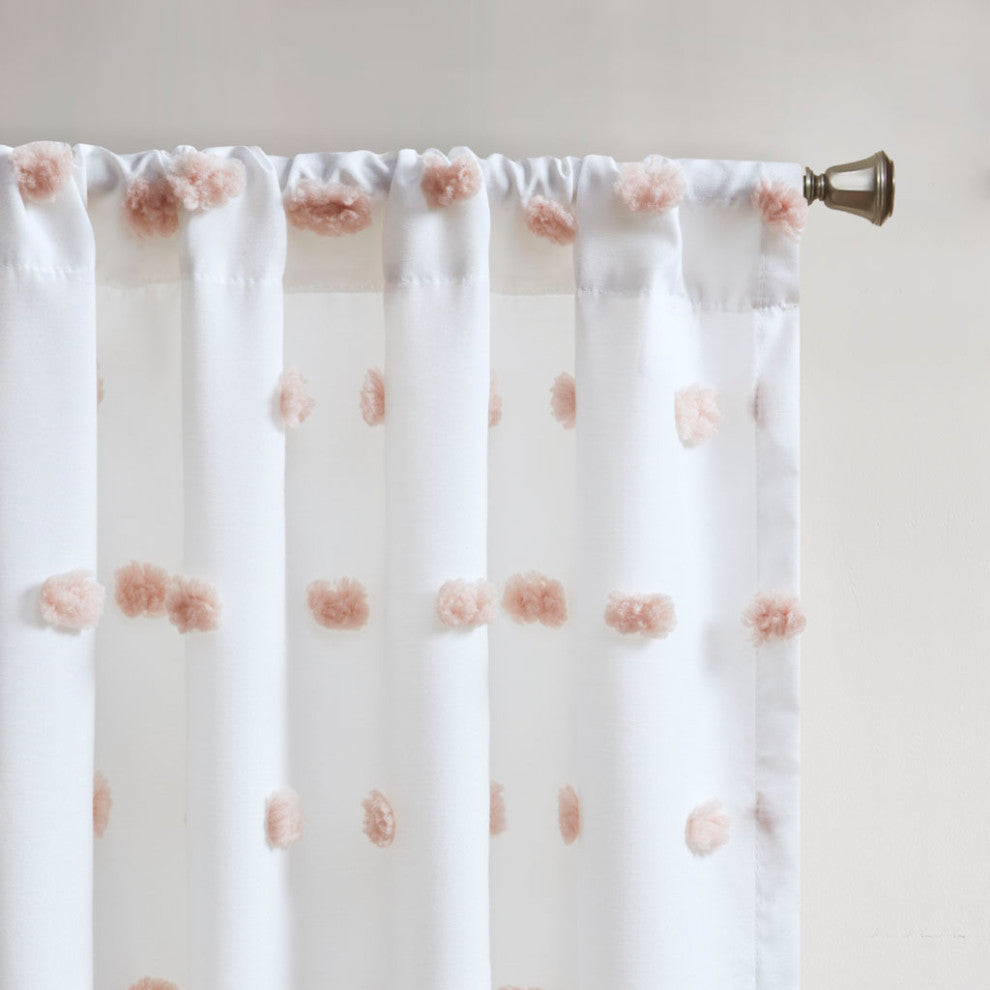 Intelligent Design Sophie Casual Pom-Pom Window Panel, Blush, 50x63"