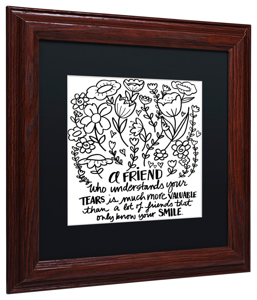 Elizabeth Caldwell 'A Friend' Art, Wood Frame, Black Mat, 11x11