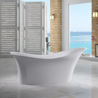 ADM Slippered Freestanding Bathtub, Glossy White, 74.4"
