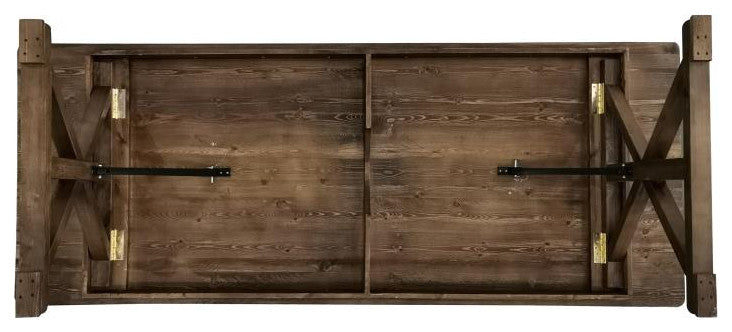 HERCULES 9' x 40" Rectangular Solid Pine Farm Table with X Legs, Antique Rustic