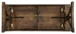 HERCULES 9' x 40" Rectangular Solid Pine Farm Table with X Legs, Antique Rustic