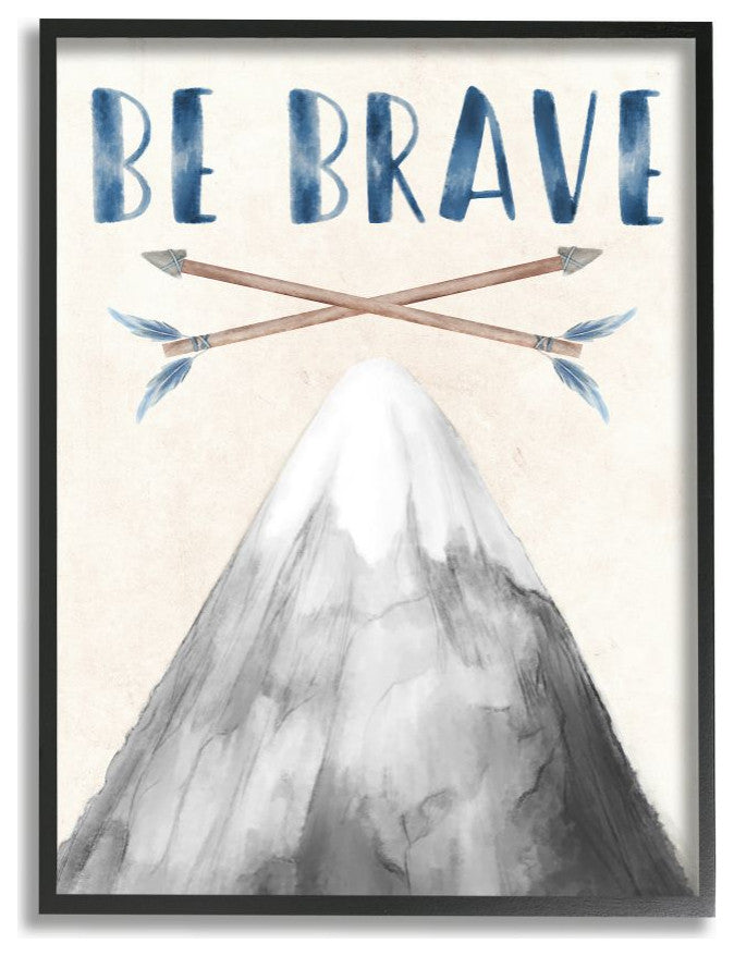 Inspirational Be Brave Text Mountain Arrows Grey Blue,1pc, each 24 x 30