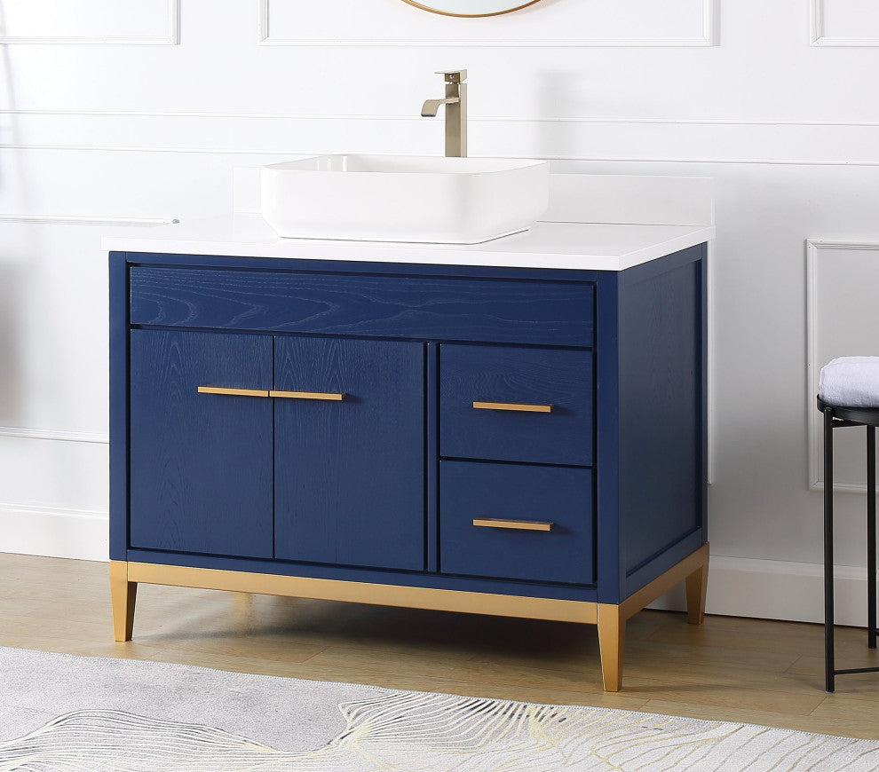 42" Tennant Brand Modern Style Blue Beatrice Vessel Sink Bathroom Vanity