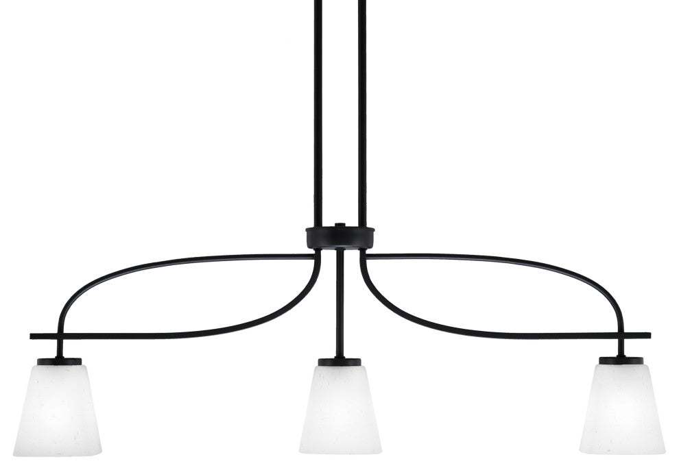 Cavella 3 Light Island Light, Matte Black Finish, 4.5" Square White Muslin Glass