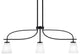Cavella 3 Light Island Light, Matte Black Finish, 4.5" Square White Muslin Glass