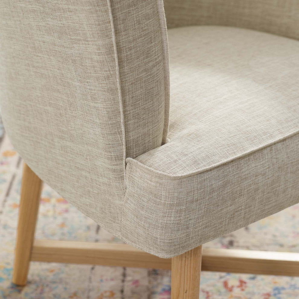 Accent Chair, Fabric, Wood, Beige, Modern, Living Lounge Hotel Lobby Hospitality