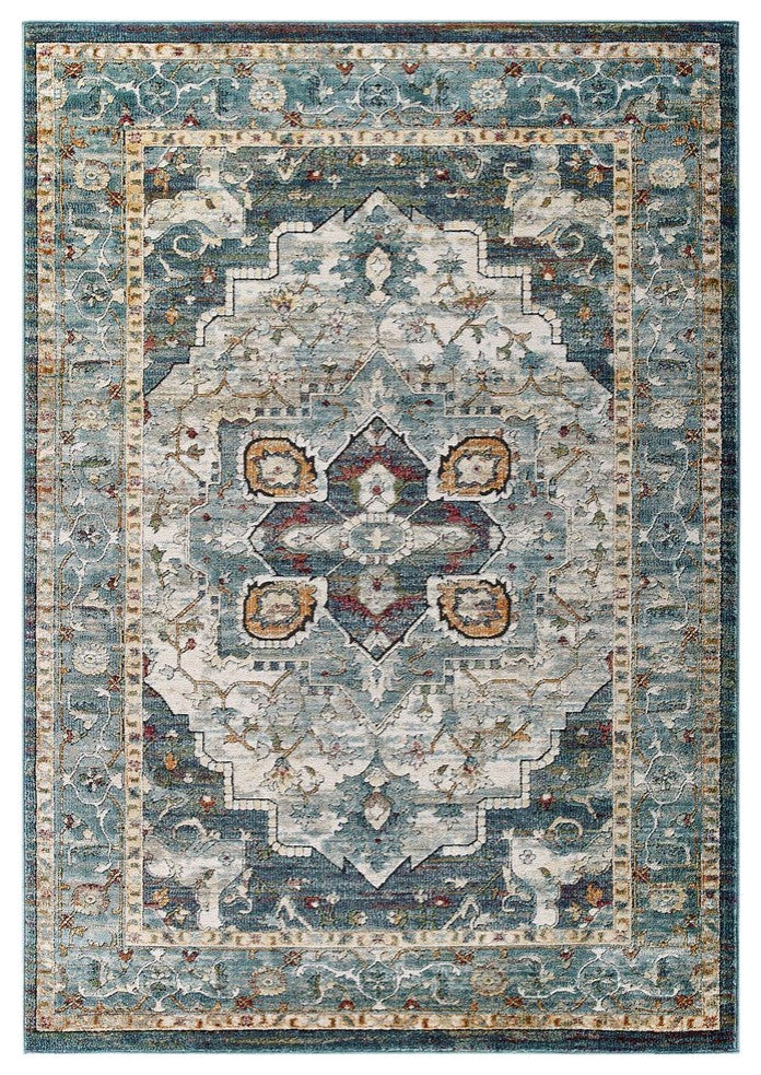 Tribute Diantha Distressed Vintage Floral Persian Medallion 5x8 Area Rug