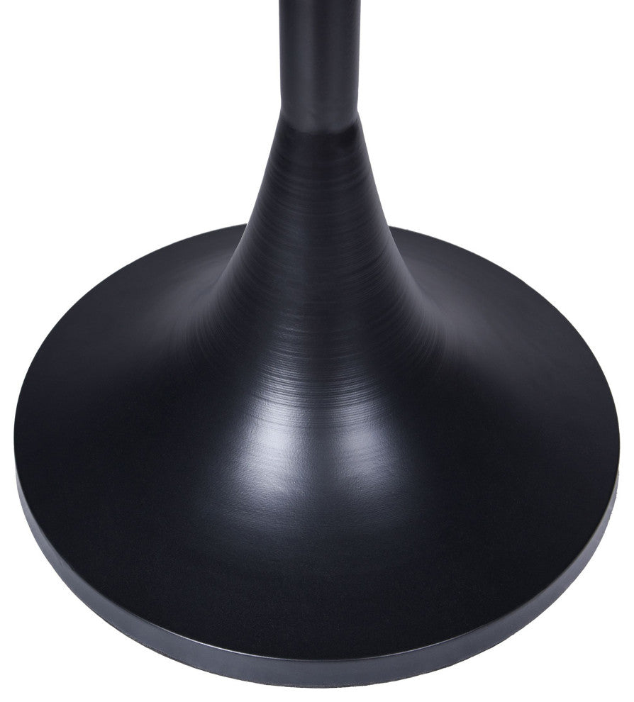 Matte Black Spun Metal and Faux Marble Top Accent Table