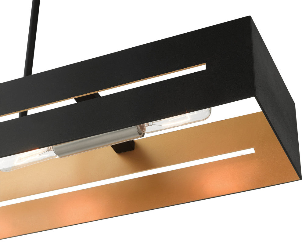 Textured Black With Brushed Nickel Accents Urban, Industrial, Linear Chandelier