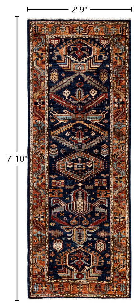 Serapi One-of-a-Kind Hand-Knotted Area Rug Blue, 2'9" x 7'10"