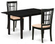 3-Pc Dinette Set 2 Wood Dining Chairs, Butterfly Leaf Dining Table, Black