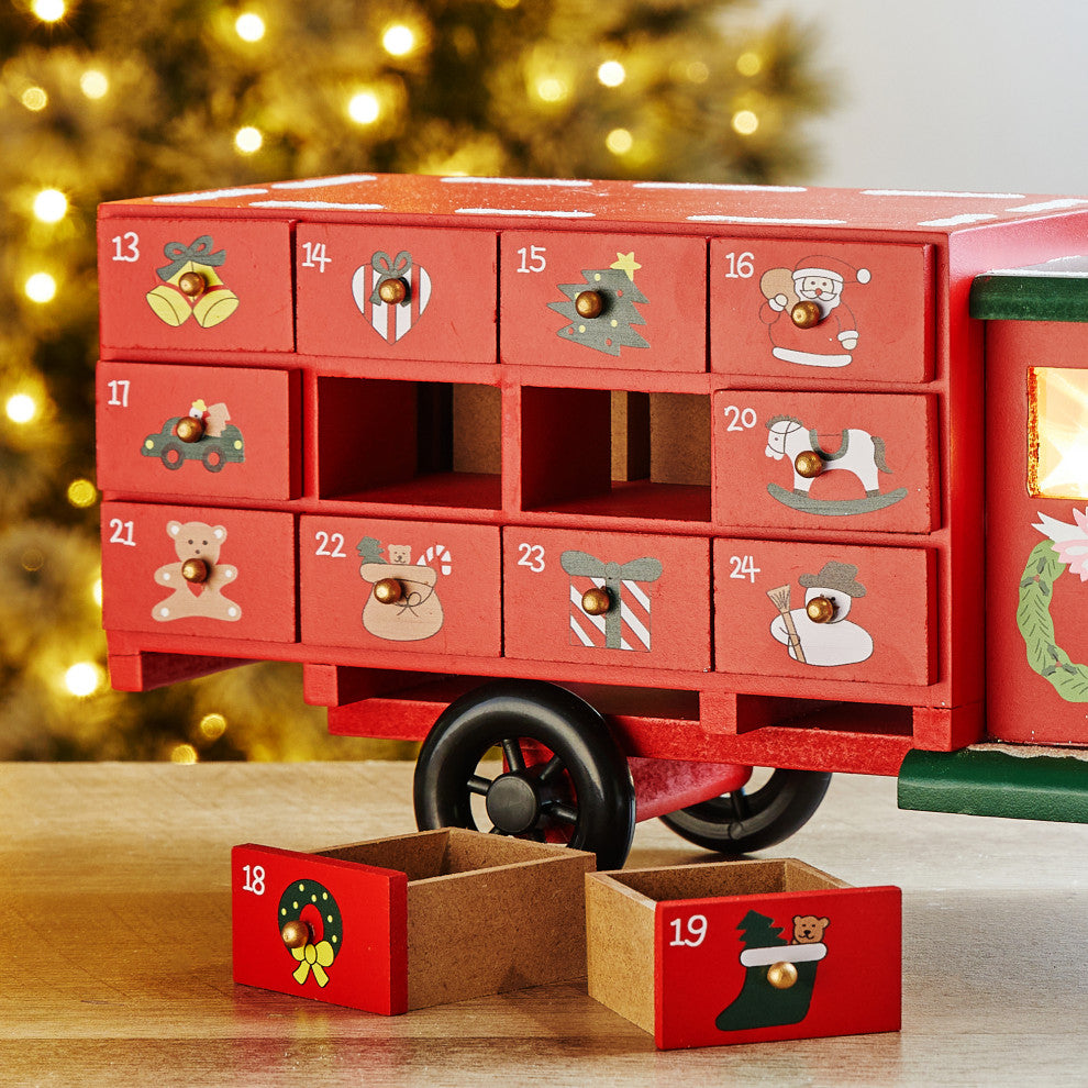 14.5"L Wooden Christmas Truck Countdown