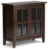 Simpli Home Warm Shaker Wood 32" Transitional Low Cabinet in Tobacco Brown