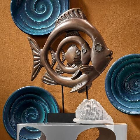 Concentric Tropical Ocean Fish Statue, Tropical Indoor Decor