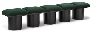 Pavilion Boucle Fabric Upholstered 5-Piece Modular Bench, Green, Black Finish