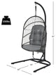 Costway Hanging Wicker Egg Chair w/ Stand Cushion Foldable Outdoor Indoor Gray